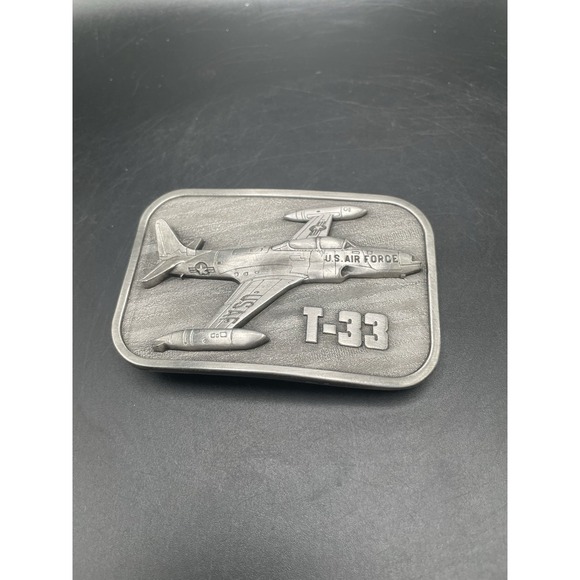 Lockheed T-33 Shooting Star Trainer Aircraft Military Usaf Vintage Belt Buckle